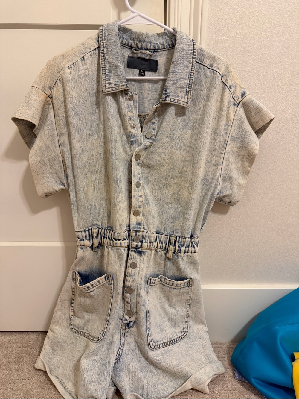 Light Acid-Wash Denim Romper